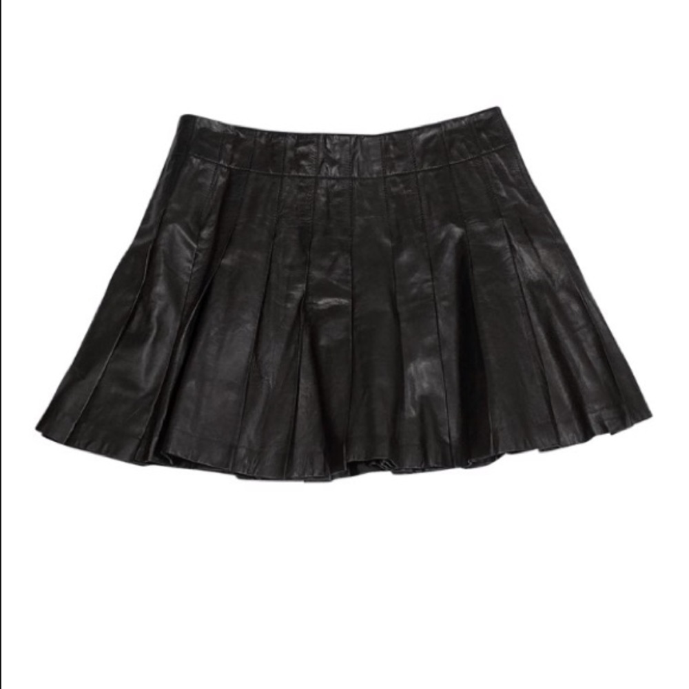 Alice+Olivia Like New Lamb Leather Pleated Skirt 6